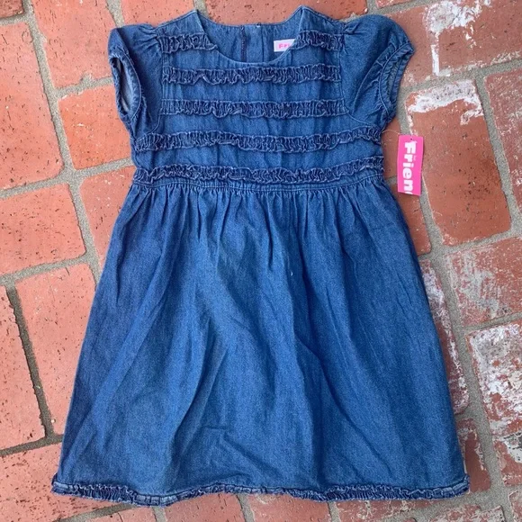 denim dress 4t Cethrio Kids Girls Denim Dresses, Short Sleeve A-Line Casual Summer Dresses Jean Dresses es Blue Size 3-4T